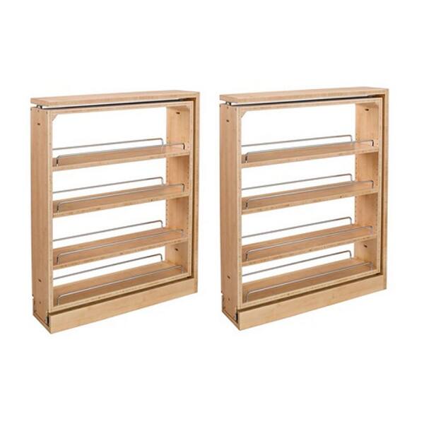 REV-A-SHELF 3 in. Base Tan Pullout Kitchen Wooden Spice Rack Holder Shelves (2-Pack)