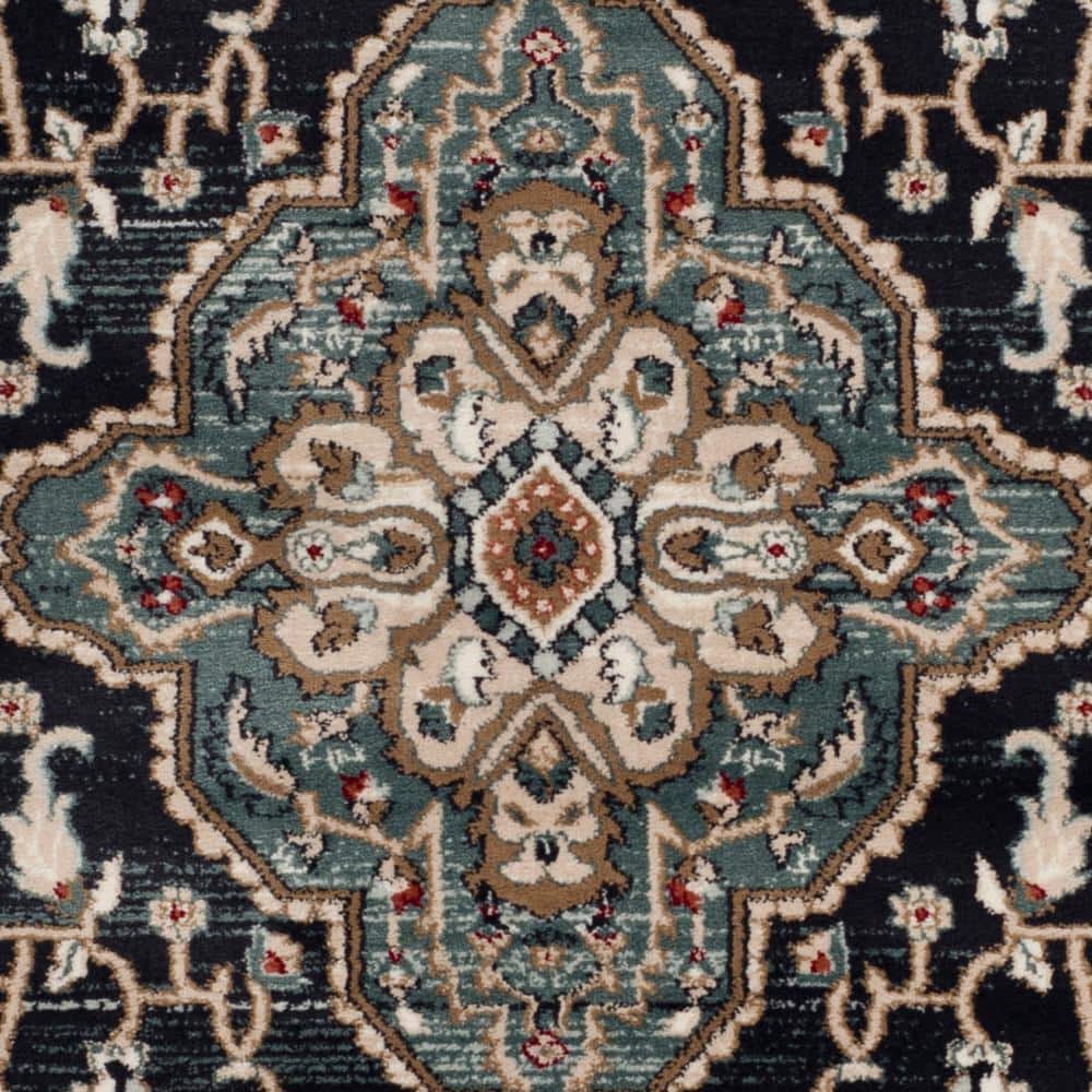 Anthracite & Teal Floral Elegance Synthetic 6' x 9' Area Rug