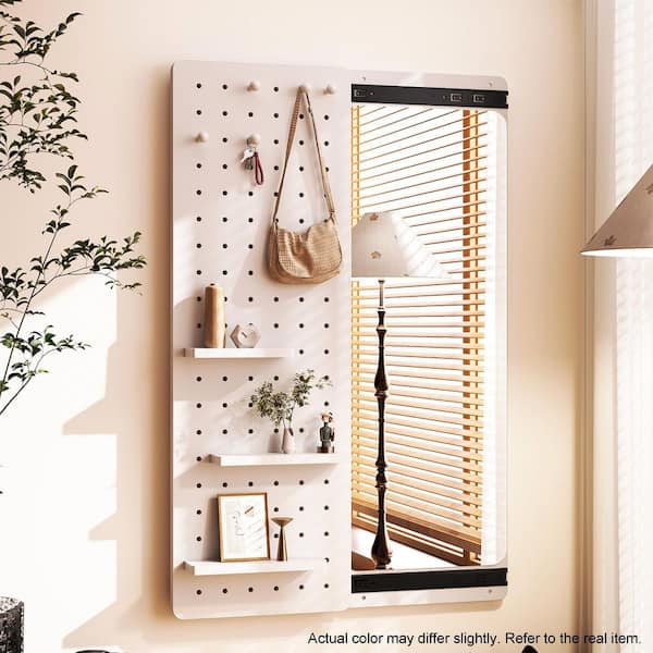 White 15.75 in. W x 47.64 in. H Rectangle Rubber Wood Framed Mirror
