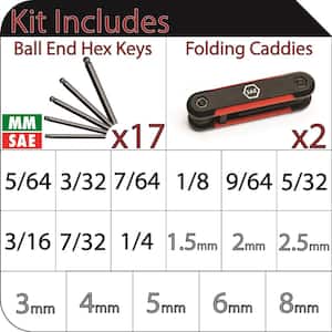 Ball End Folding Hex Key (9-Pieces SAE and 8-Pieces MM)