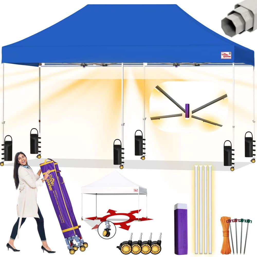 Commercial 10 ft. x 20 ft. Blue Pop Up Canopy Tent with Roller Bag price history on PriceWatchPro