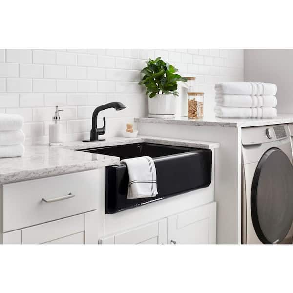 Dunning Single-Handle Pull-Out Laundry Utility Faucet with Dual Spray Function in Matte Black