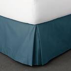 Classic Solid Sateen 14 in. Blue Stone Twin Bed Skirt