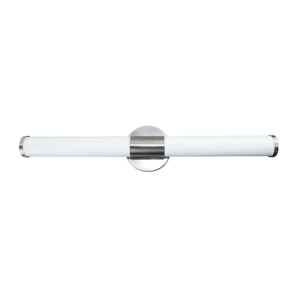 24 in. Brushed Nickel 3-CCT Integrated LED Bathroom Vanity Light Bar with Frosted Acrylic Shade, 1750 Lumens