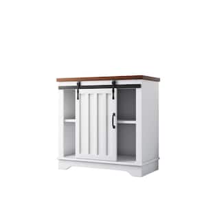31.50 in. W x 15.70 in. D x 31.90 in. H White MDF Freestanding Linen Cabinet Bathroom Storage Cabinet in White