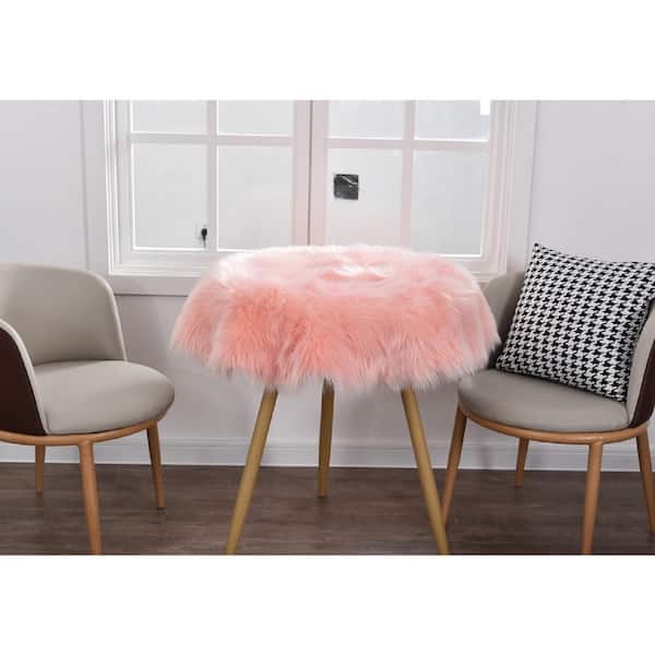 iliebe Sheepskin Faux Furry Pink Cozy Rugs x Round