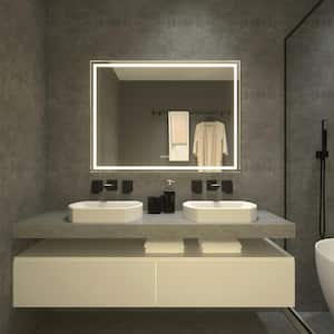 48 in. W x 36 in. H Rectangular Frameless LED Light Anti-Fog Wall Bathroom Vanity Mirror in Polished Crystal