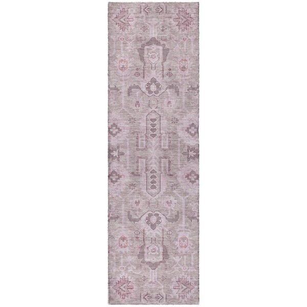 Dream Shag Premium Machine Washable Abstract ADS697 Pink 2 ft. x 7 ft. Runner Rug