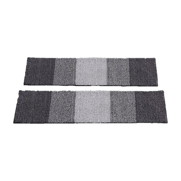 Grey [8 in. x 30 in.] Polyester Stair Tread Cover Set of 15, Non-Slip Indoor Stair Runners for Wooden Steps