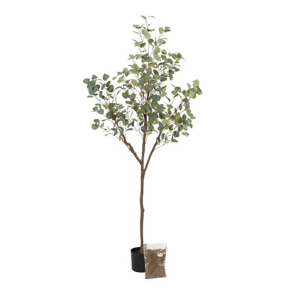 Eudora 6 ft. Artificial Eucalyptus Tree in Black Metal Pot