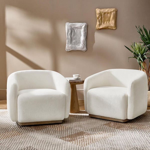 Peter Ivory Modern Polyester Swivel Armchair (Set of 2)