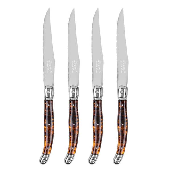 Laguiole Connoisseur 4-Piece Steak Knife Set with Tortoise Handles