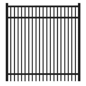 4 ft. x 4 ft. Black Aluminum Double Flat Top Straight Fence Gate
