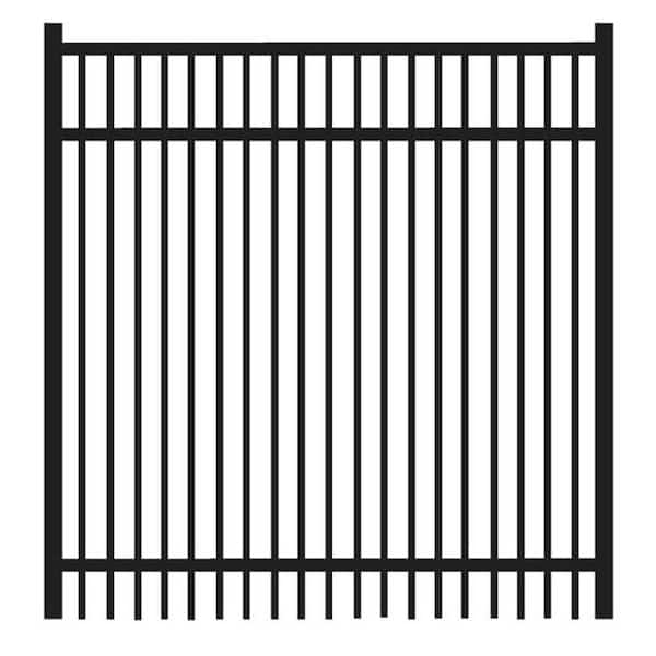 Veranda 4 ft. x 4 ft. Black Aluminum Double Flat Top Straight Fence Gate