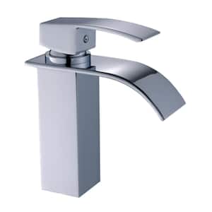 Geometric Modern Joystick Single Handle Single-Hole Bathroom Faucet in Chrome