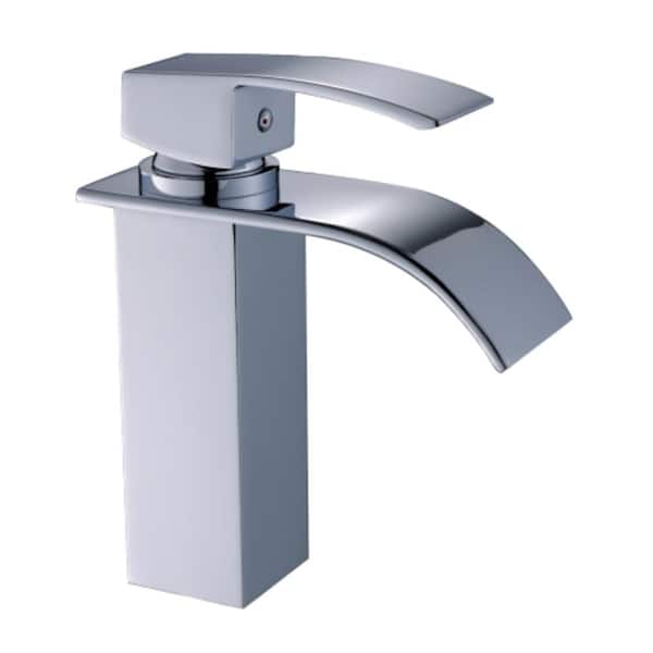 Lukvuzo Geometric Modern Joystick Single Handle Single-Hole Bathroom Faucet in Chrome