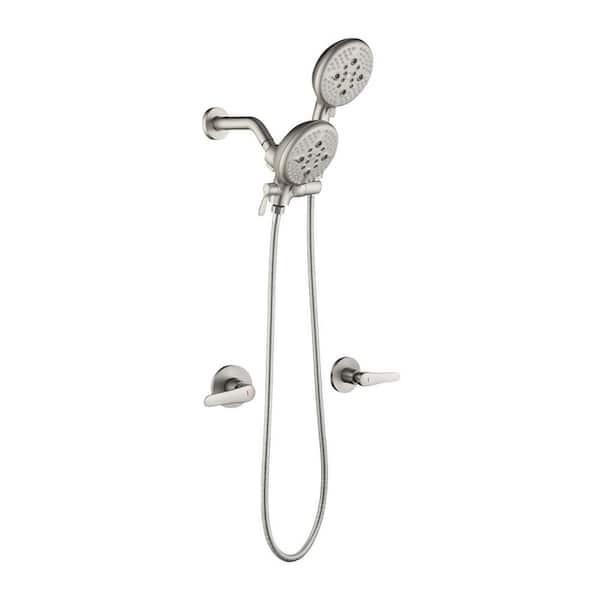 Rain 2-Handle 5-Spray Shower Faucet 1.8 GPM with Pressure Balance in Brushed Nickel (Valve Included)