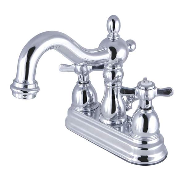 Kingston Brass Essex 4 in. Centerset 2-Handle Bathroom Faucet with Plastic Pop-Up in Polished Chrome