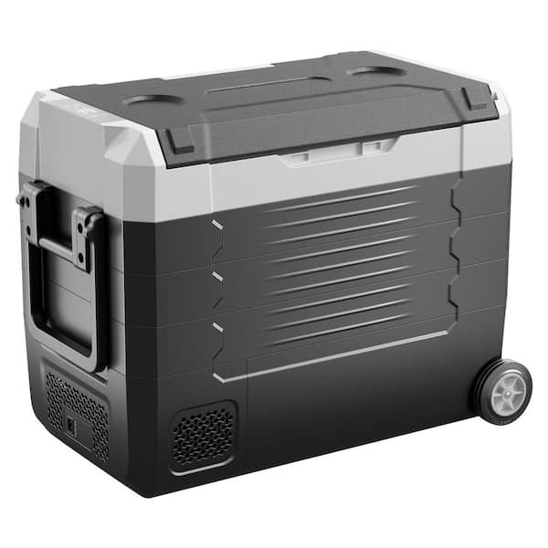 48 qt. Portable Outdoor Refrigerator Carbon Steel Car Refrigerator with Freezer in Black