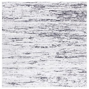 Amelia Light Gray/Charcoal 3 ft. x 3 ft. Abstract Striped Square Area Rug