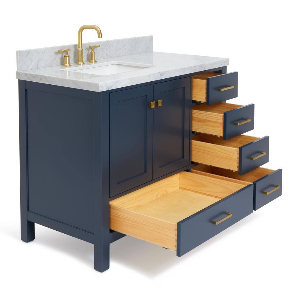 Cambridge Midnight Blue 43" Freestanding Vanity with Marble Top