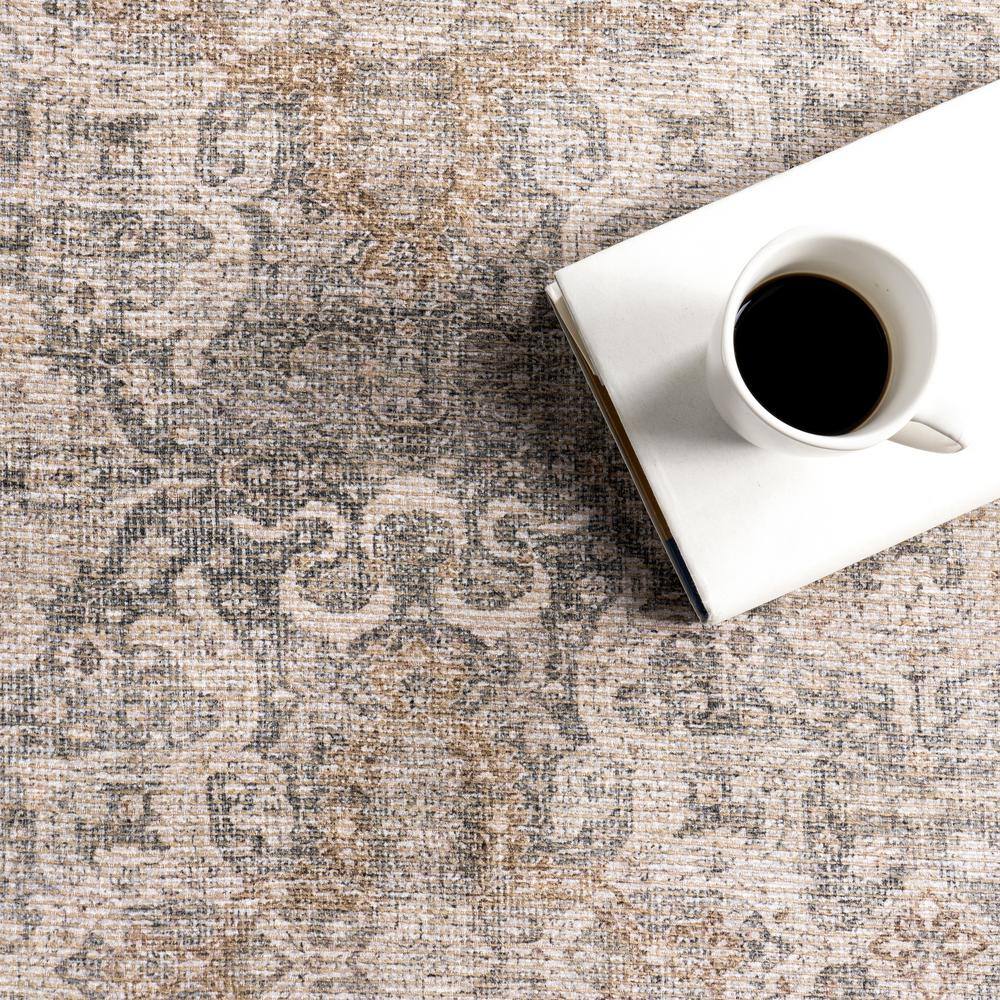 Else Dark Beige Rectangular Synthetic Vintage Medallion Area Rug