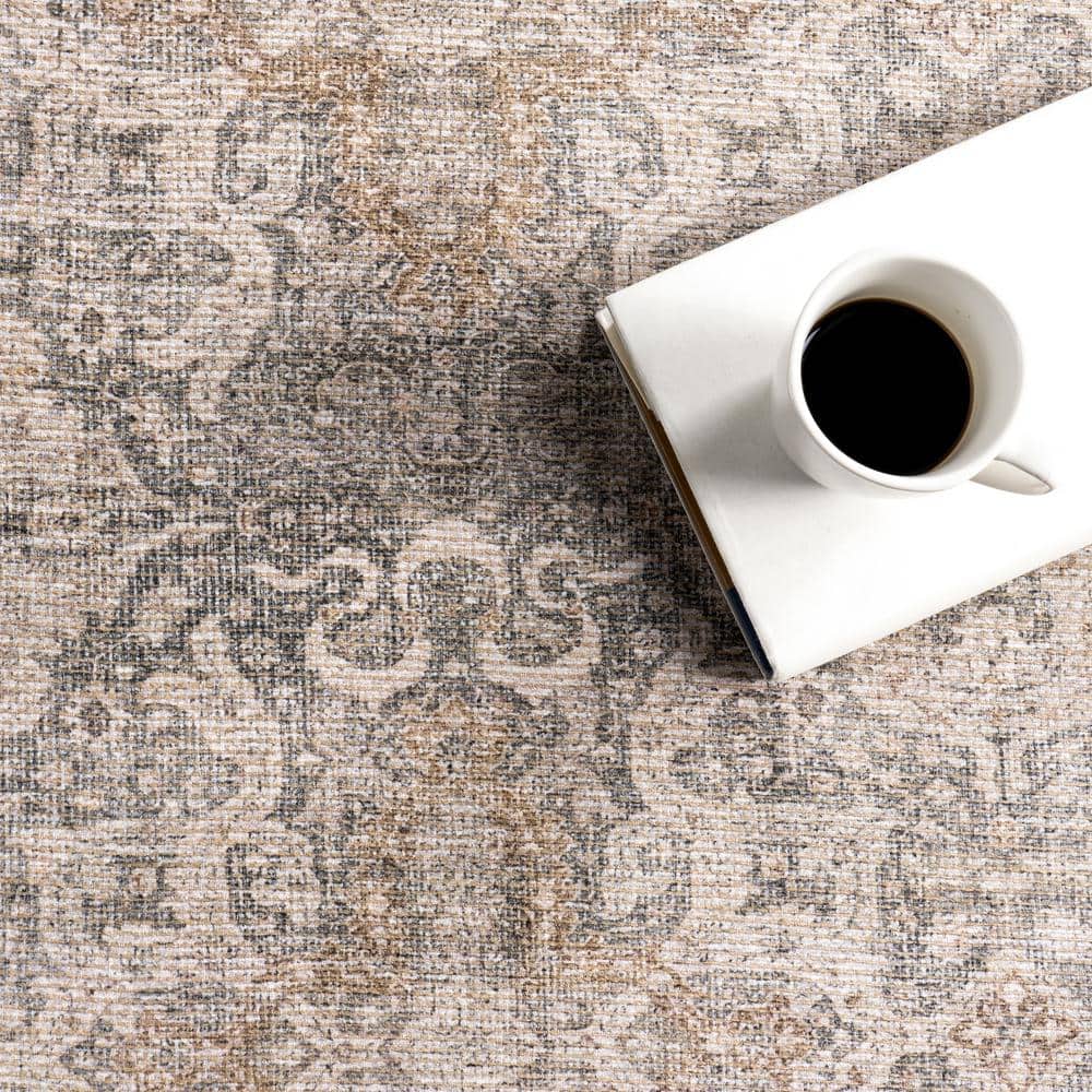 Hillstone Dark Beige Rectangular Synthetic Medallion Area Rug