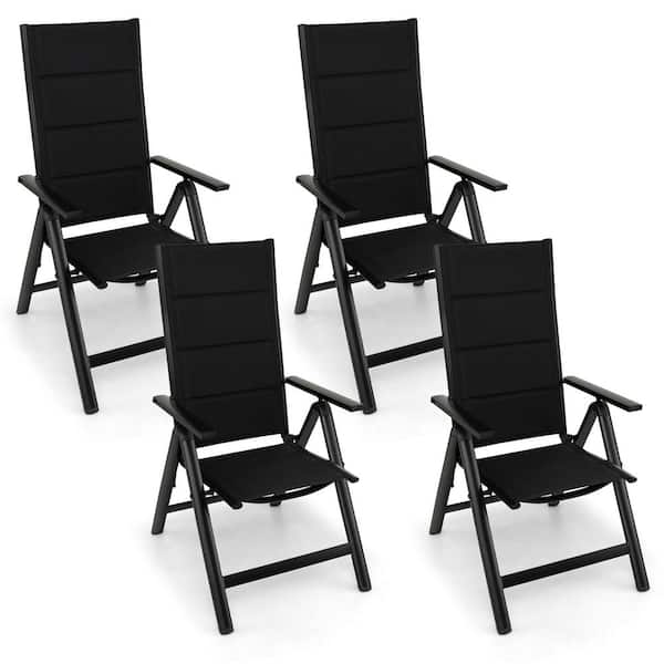 Gymax Patio Folding Chairs Lightweight Outdoor Dining Chairs w/Padded Seat (Set of 4)