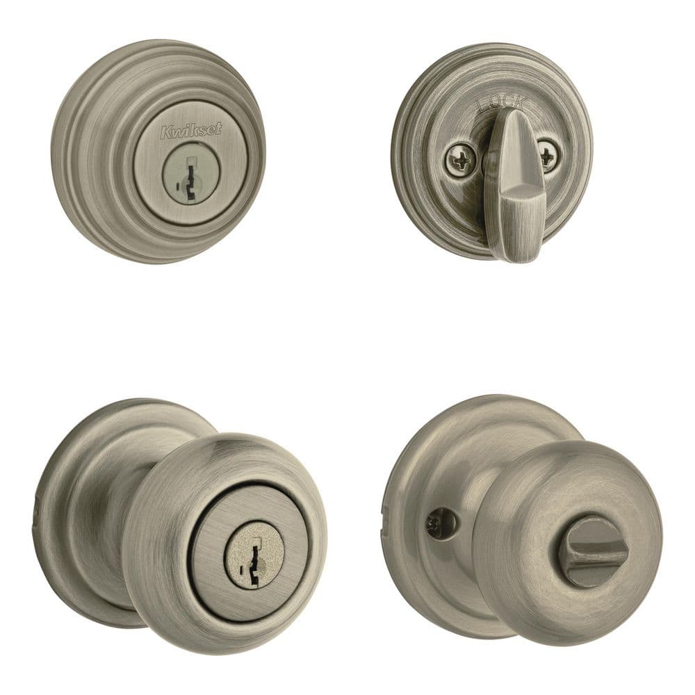 Kwikset Juno Antique Brass Exterior Entry Door Knob and