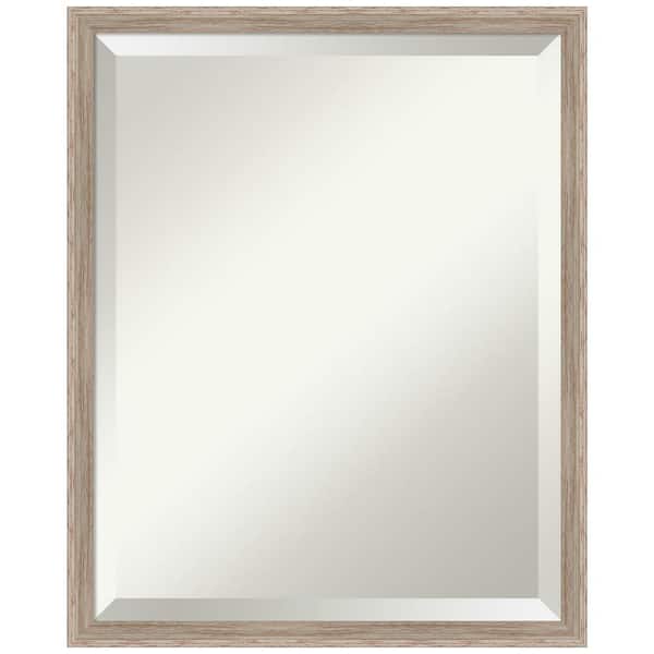 Amanti Art Hardwood Wedge 17.25 in. x 21.25 in. Rustic Rectangle Framed Whitewash Bathroom Vanity Wall Mirror