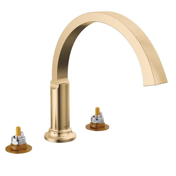 Delta Tetra Gold 2-Handle Roman Tub Faucet Trim Kit in Lumicoat Champagne Bronze (Valve and Handle Not Included)
