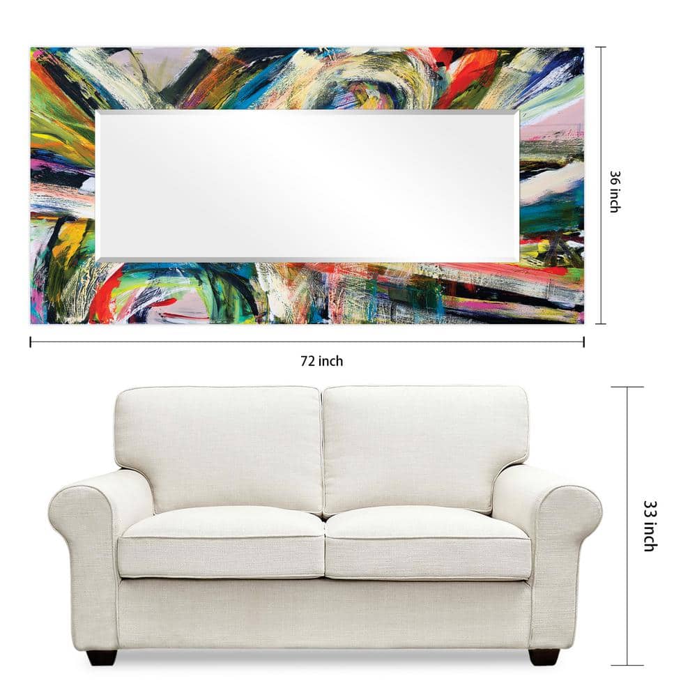 Eclat Art Deco 72"x36" Frameless Beveled Tempered Glass Wall Mirror