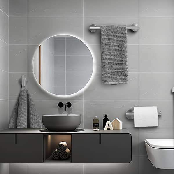 3-Piece Bath Hardware Set with Towel Hook Toilet Paper Holder and Towel Bar Wall Mount Accessory Set in Brushed Nickel