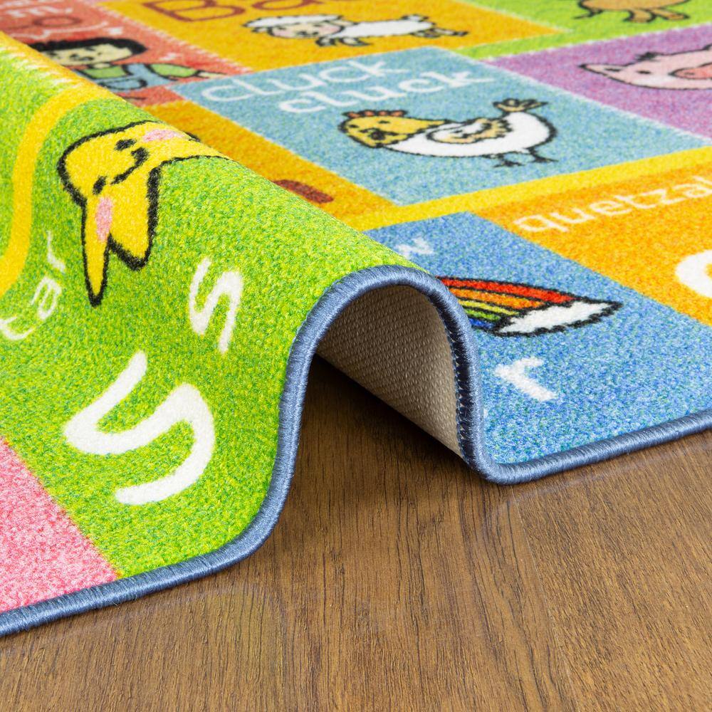 Colorful ABC Alphabet Educational Kids Rug with Farm Animals
