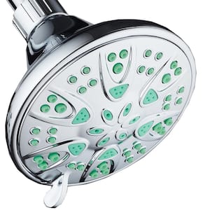 Antimicrobial 6-Spray 4 in. High Pressure Single Wall Mount Fixed Adjustable Rain Shower Head in chrome