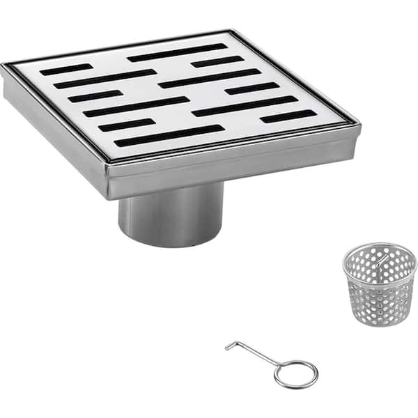 Elegante Drain Collection 4 in. Square Stainless Steel Drain Shower Slot Pattern