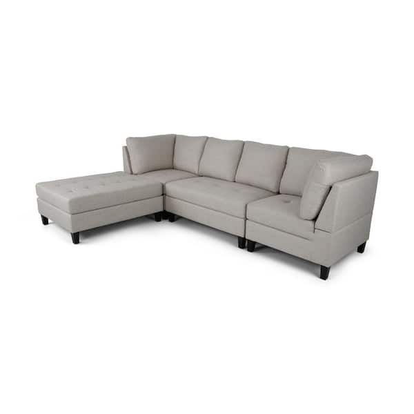 Noble House Becket 4-Piece Beige Fabric Sectional
