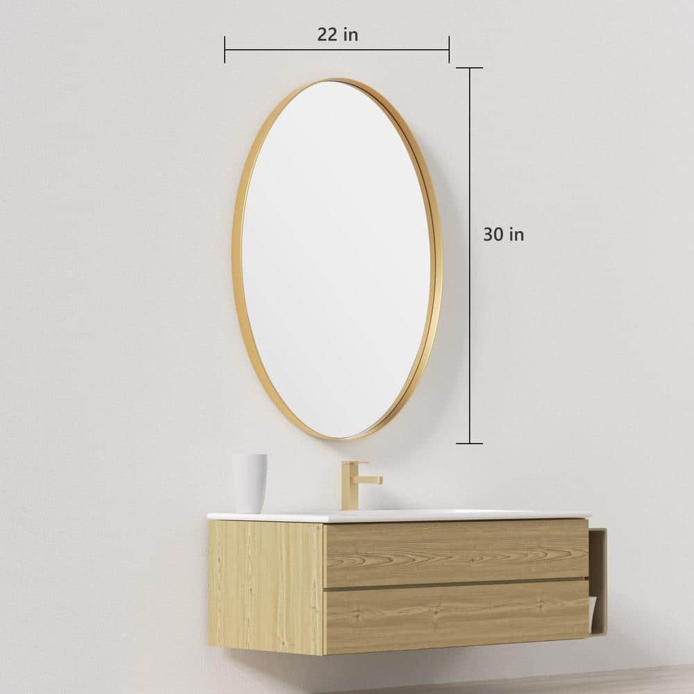 Elegant Gold Oval Metal Frame Wall Mirror 22x30