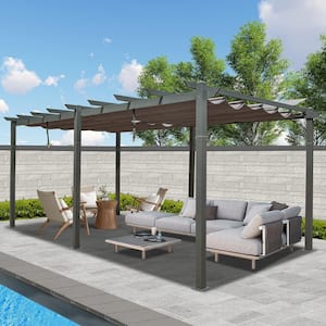 13 ft. W x 10 ft. D Aluminum Pergola with Weather-Resistant Retractable Canopy