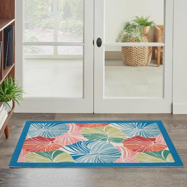 Sun N' Shade doormat 2 ft. x 4 ft. Botanical Contemporary Area Rug