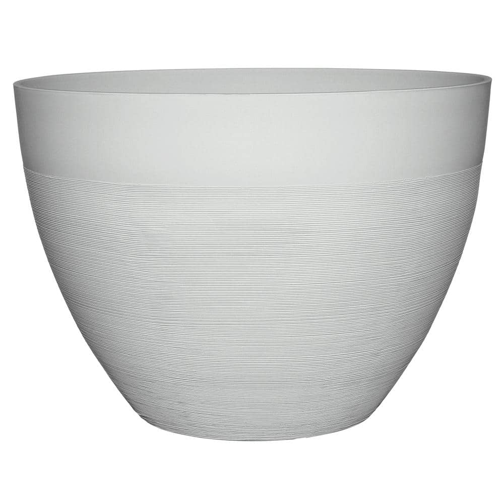 Decatur Large White Resin Lightweight Round Planter with Optional Drainage Holes (20 in. L x 20 in. W x 14.3 in. H) 2PK price history on PriceWatchPro