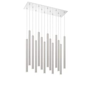 Forest 5 W 14 Light Chrome Integrated LED Shaded Chandelier with Brushed Nickel Steel Shade