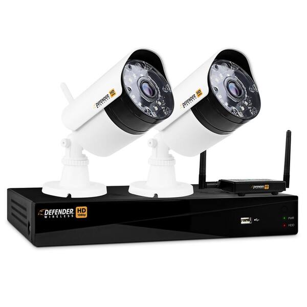 Defender Wireless HD 1080p 4-Channel 1TB DVR Security System with 2-Bullet Cameras