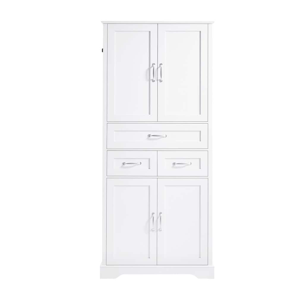 31.5 in. W x 15.6 in. D x 70.4 in. H White Bathroom Storage Cabinet with 4 Doors and 3 Drawers price history on PriceWatchPro