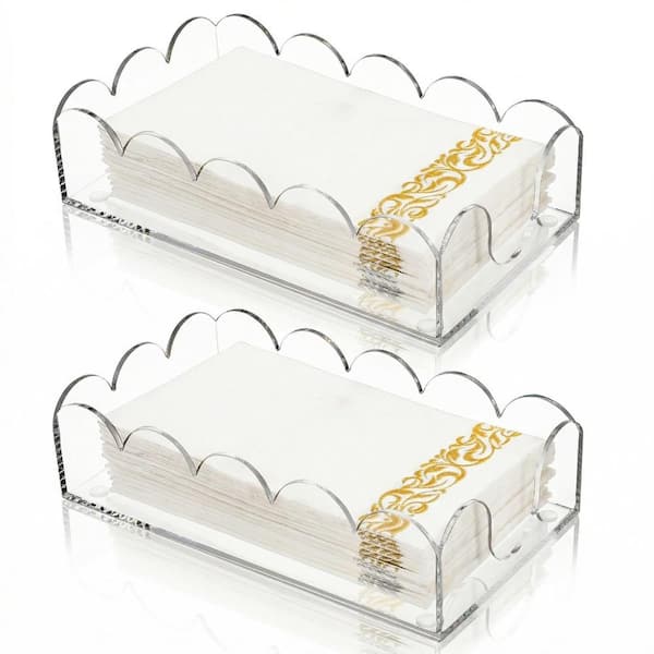 2-Pack Clear Acrylic Napkin Holders 9 In. x 5.1 In. x 2.4 In. Guest Towel Tray for Dining Room Bathroom