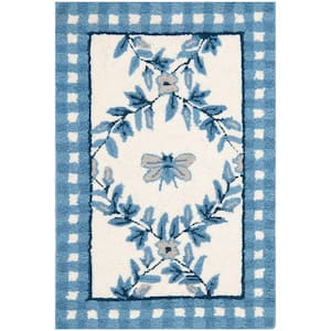 Chelsea Ivory/Blue Doormat 2 ft. x 3 ft. Border Diamond Floral Area Rug