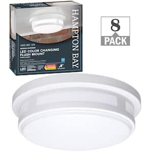 11 in. Round White Indoor Outdoor LED Flush Mount Ceiling Light Adjustable CCT 830 Lumens Wet Rated (8-Pack)
