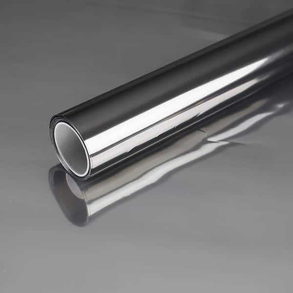 35.43 in. W x 196.85 in. L Grey Silver Privacy Mirrored Window Film, Static Cling, Sun/UV Block for Home/Office