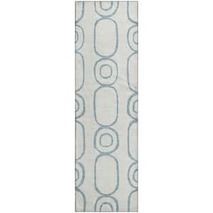Mayfield Premium Machine Washable Abstract AMF2344 Teal 2 ft. x 7 ft. Runner Rug