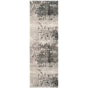 Retro Light Gray/Gray 2 ft. x 11 ft. Floral Runner Rug